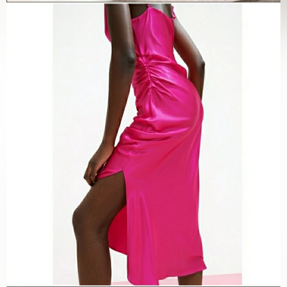 NWT Zara Draped Camisole Midi slip in Dress - Picture 5 of 11